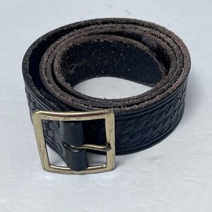 VTG Genuine Leather‎ Black Woven Western Biker Belt Size 42 Made in Mexico